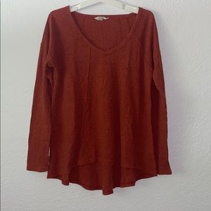 Waffle V-Neck long sleeve